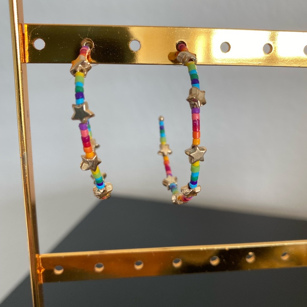 Rainbow star hoops. Worn only once!